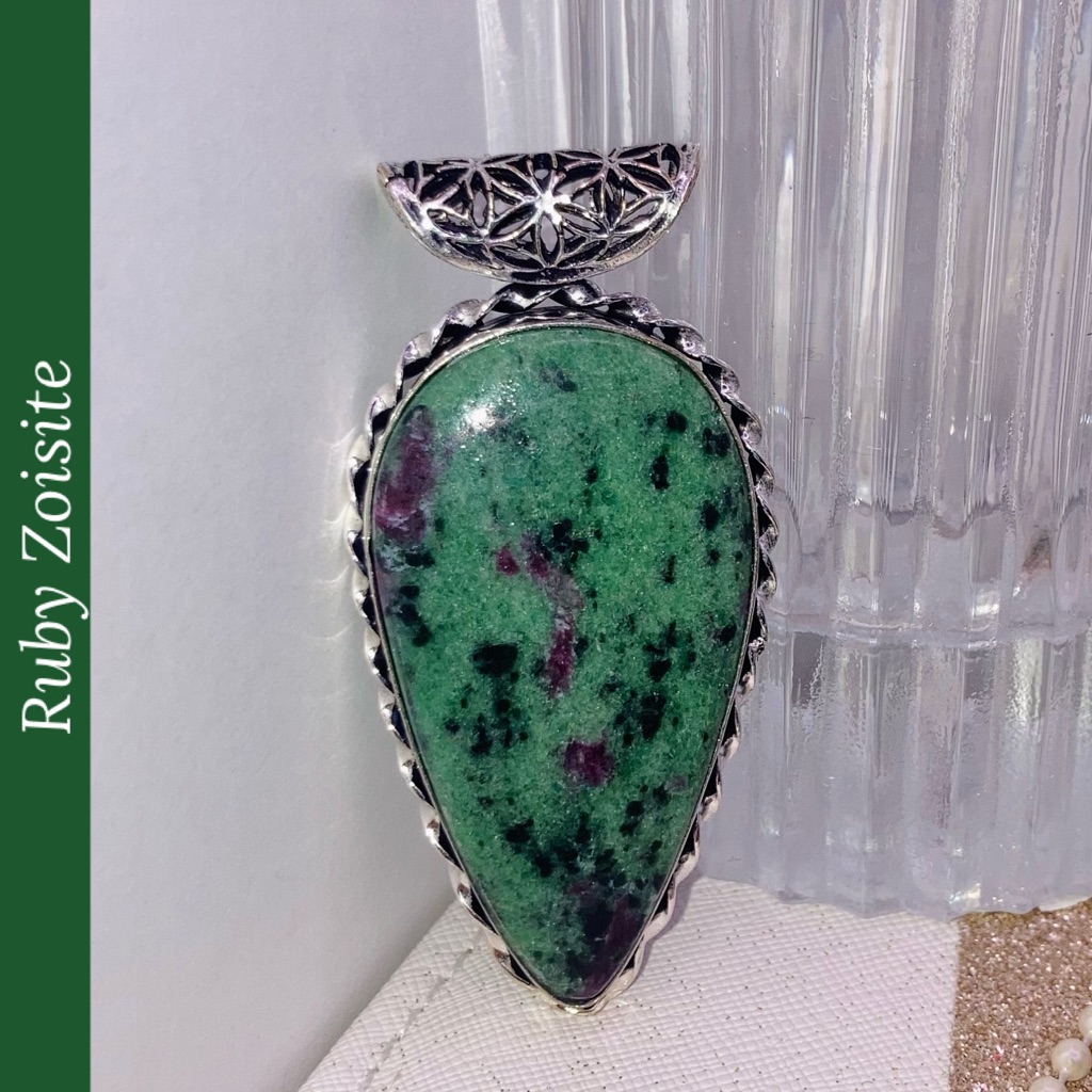 Ruby Zoisite Gemstone Handmade Arrowhead Cut Pendant